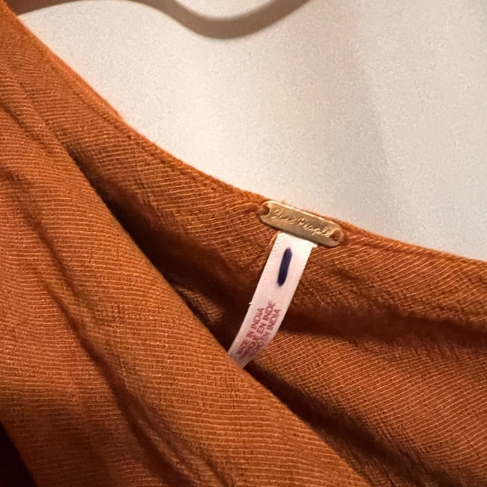 Free People Orange Wide-Leg Jumpsuit with Elasticated Neckline - Picture 5 of 7